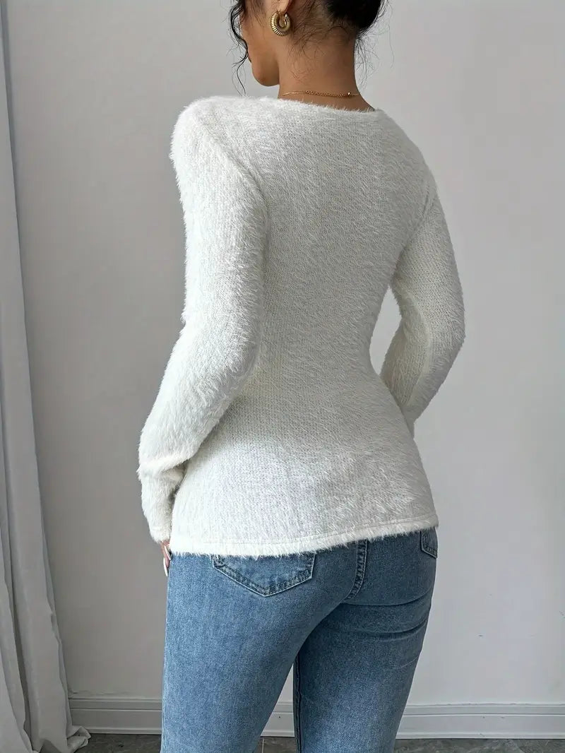 Knit Twist V-Neck Top